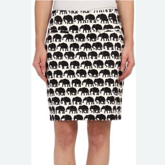 Hatley Dresses & Skirts - Hatley Sateen Elephant Pencil Skirt Sz 8 Black & White Pockets Lined Artsy Boho
